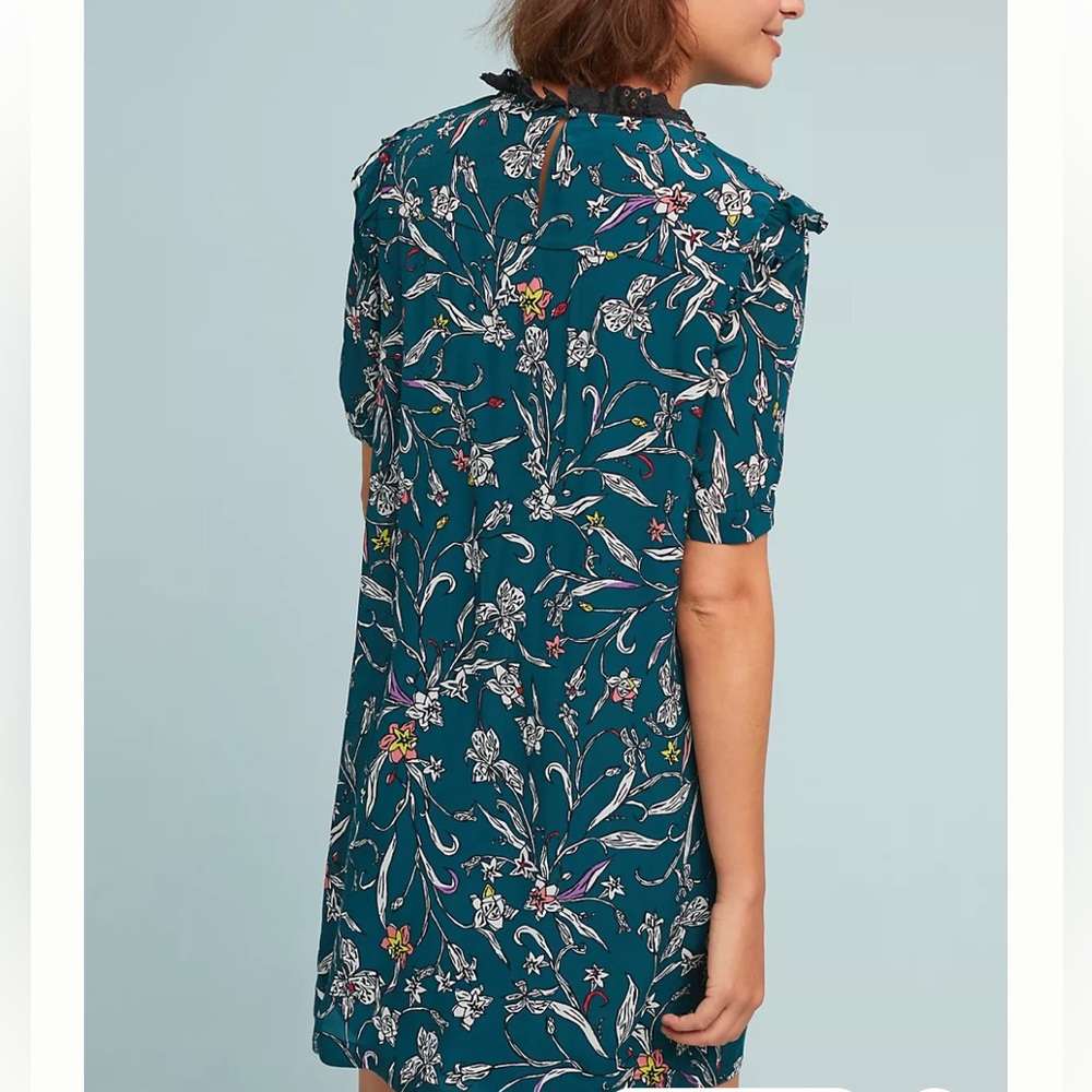 Anthropology Vineet Bahl Turquoise Floral Dress Size XS - Picture 8 of 16